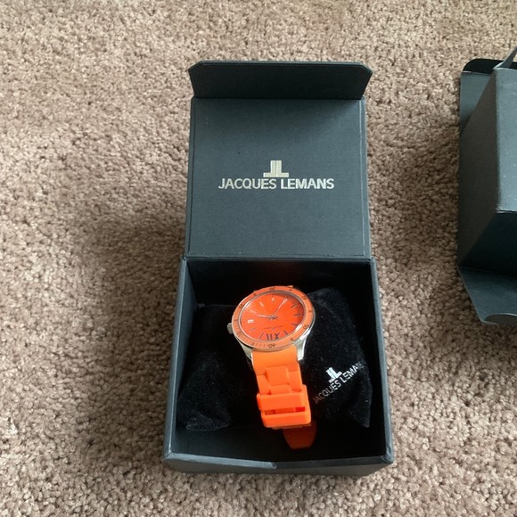 Orange Jacques Lemans Men's 1-1622N Rome Sports Watch Analog Silicone Strap - Picture 5 of 10
